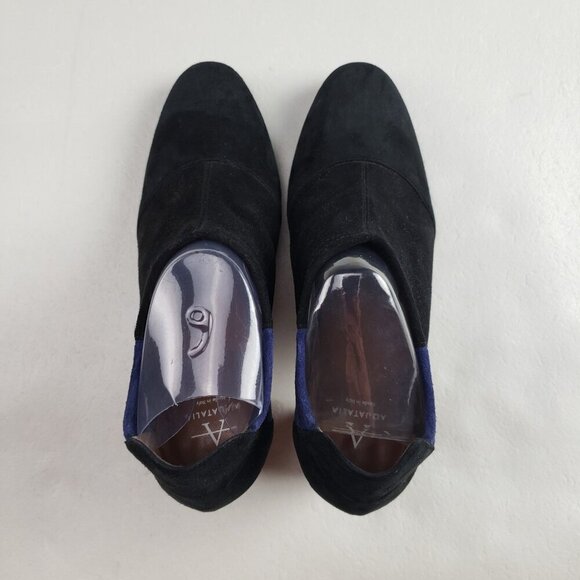 Aquatalia Vale Stretch Ankle Boot Womens 7.5 Black Suede Heeled Pull On Italy - Picture 10 of 15